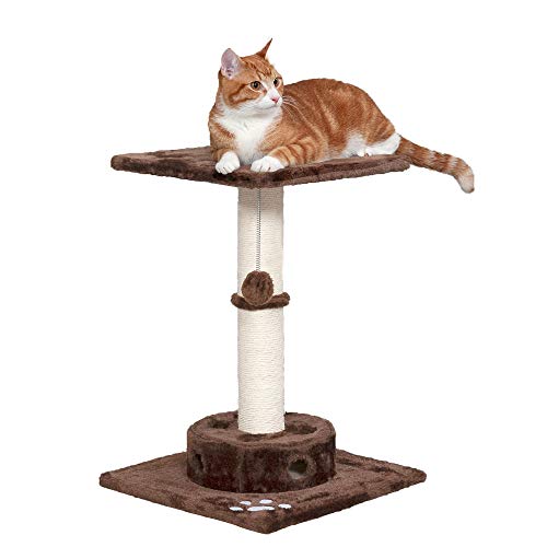 Image of Furhaven 22.5 inch Tall Cat Tree for Indoor Cats, Ft. Sisal Scratching Post, Plush Ball Toy, & Busy Box Toy - Tiger Tough Scratching Post Interactive Playground - Brown, One Size
