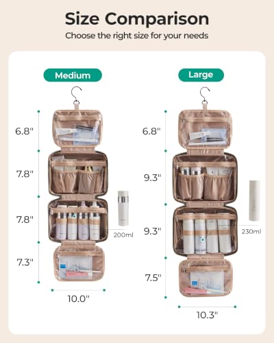 Image of BAGSMART Toiletry Bag Hanging Travel Makeup Organizer with TSA Approved Transparent Cosmetic Bag Makeup Bag for Full Sized Toiletries(Sage Green)