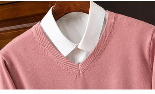 Mens V-Neck Sweater Casual Office Classic Pullover Knitwear Soft Lightweight Sweaters Ribbing Edge2