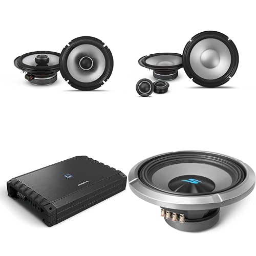 Alpine S2-A55V S-Series Class-D 5-Channel Amplifier, Hi-Res Certified, 40W x 4 + 200W x 1 @ 4 ?, 60W x 4 +300W x 1 @ 2 ? w/ S2-S80C, S2-S65 & S2-W12D4 12