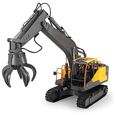 Moerc RC Excavator 1:16 Timber Grab Drill 17CH Remote Control Crawler Truck Grab Loader Electric Vehicle 2.4G RC Digger Engineering Truck Model Toy for Gift (Color : 2battery packs) Cover