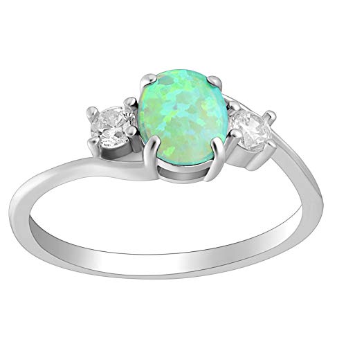 Addy Birthstone Ring for Women by Ginger Lyne |Purple Oval Simulated Opal Engagement Ring for Her |Sterling Silver with Cubic Zirconia Accents October Birth Month Gemstone Statement Design