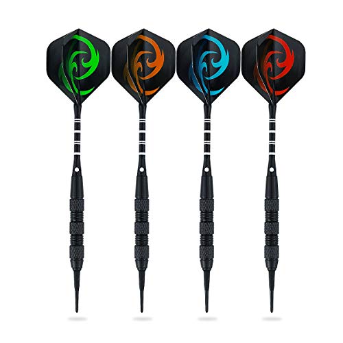 Wolftop 12 Pack Soft Tip Darts 17 Grams - Preminum Darts Plastic Tip Set For Electronic Dart Board - Aluminum Shafts, Standard Dart Flights And Extra Dart Tips #TOP1