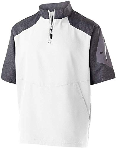 Image of Holloway Unisex Ultra-Lightweight Aero-TecO Raider Short-Sleeve Warm-Up Pullover-Carbon PRT /Blck