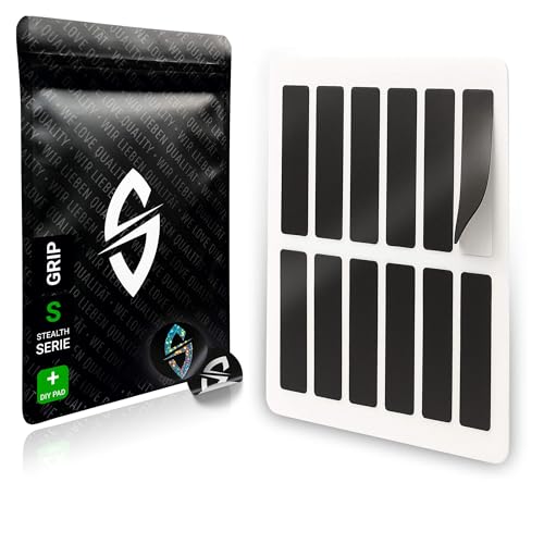 SensoryBoost DIY 2.0 Grip Tape – 12 Stück (6 x 1,2cm) Rutschfeste Aufkleber, Sehr Dünn (0,5 mm), Schweißabsorbierend & Selbstklebend – Grip-Zubehör für Maus, Tastatur, Smartphone & Controller