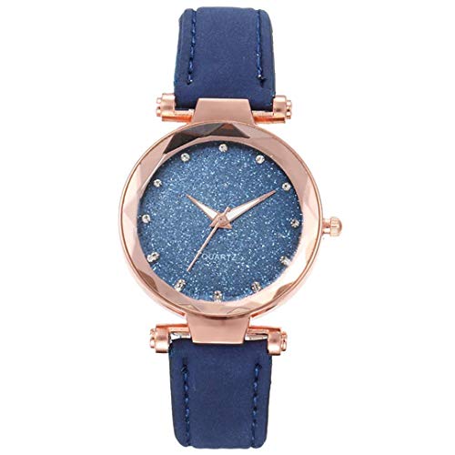 Gierzijia Relojes de Mujer, Moda Estrella Cielo Exquisito Diamante Retro Correa de Cuero Cuarzo Señoras Reloj de Pulsera para Mujeres de Negocios Casual de Lujo Reloj Analóg Cover