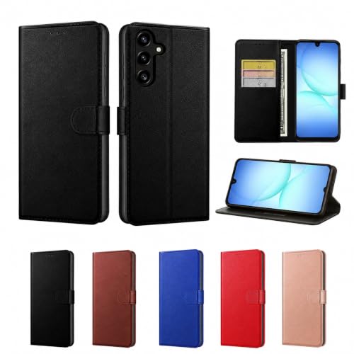 sheikhuu Luxury Case for Samsung Galaxy A17 Leather Phone Case Cover [LifetimeSupport] PU Faux Leather Wallet Book Folio Flip Magnetic Shockproof Case with Card Slots and Kickstand (Black)