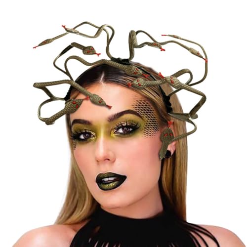 Jascatin Serre-tête serpent Medusa - Accessoire de déesse grecque pour Halloween, cosplay, bal masqué - Marron