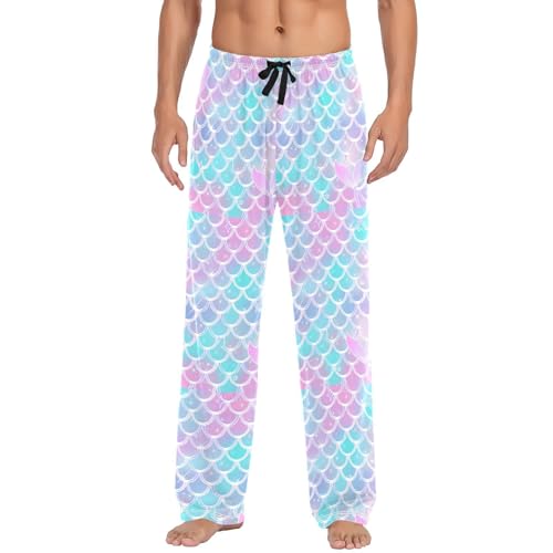 Mermaid Tail Men's Pajamas Pants Cotton Sleep Bottoms Pants Lounge Sleepwear - S2