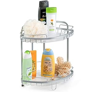 Tatkraft Moonlight Rust Proof Aluminum 3 Tier Shower Corner Rack, Bathroom Shelf