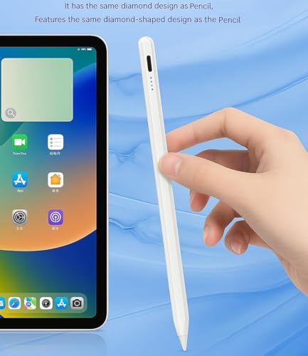 Image of Universal Stylus Pen for Touchscreens, Rechargeable Fine Tip Digital Pen for Writing, Drawing & Note-Taking, Works with Android and iOS Devices (White Sine)