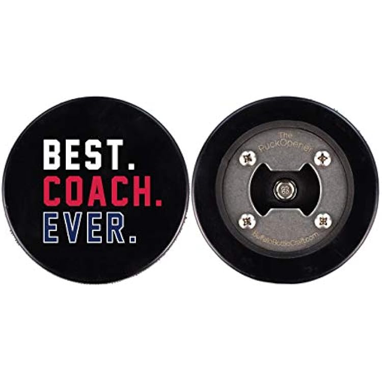 Coach Gift, Hockey Puck Bottle Opener, Best Coach Ever, Cap Catcher, Coaster