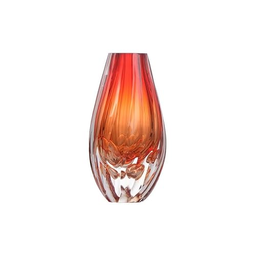 Decorative Flowers Vase Gradient Red-Orange Hand-Blown Glass Vases 32.5cm Tall Heavy Decorative Vase for Home Decor