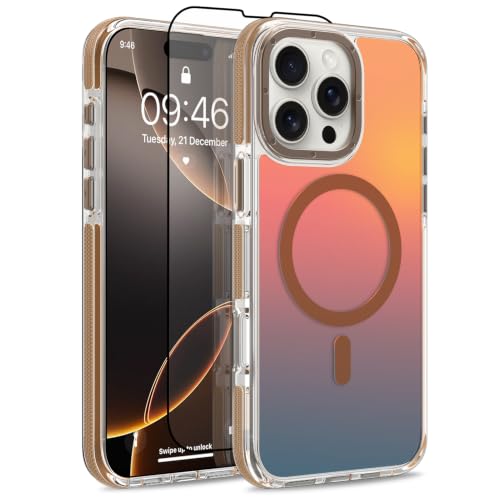 Image of Magnetic Case for iPhone 16 Pro Max [Compatible with Magsafe] [Cute Fashion Fluorescent Design] [1 Screen Protector] Slim Translucent Matte Case for iPhone 16 Pro Max 6.9 inch 2024, Desert