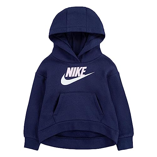 Nike Girl's Club Fleece Hi Low Pullover (Little Kids) Midnight Navy 5 Little Kid