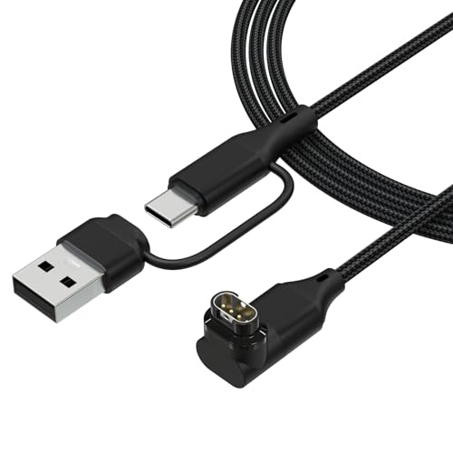 2 in 1 USB-C �[�d�P�[�u�� Garmin �X�}�[�g�E�H�b�`�Ή� Forerunner 55 / 165 / 570 / 970 / 965 / 955 / 265�AVivoactive 6 / 5�AInstinct 3 / 2 / 2S / 2