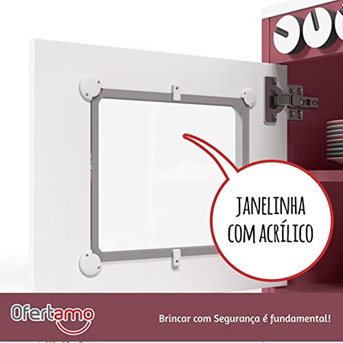 Cozinha Infantil com refrigerador Mdf Diana Rosa/branco - Ofertamo