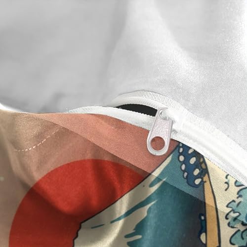 Parure de lit ukiyo-e OceanWave en microfibre douce et finitions premium - 8