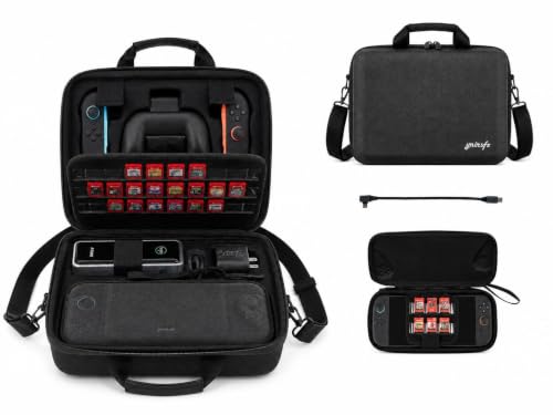 Image of Switch 2 case - 2-in-1 Detachable Travel Bag for Nintendo Switch 2 with Dedicated Slot for Anker 737 Power Bank, Hard Shell Carrying Case with Shoulder Strap, PD Cable & Transparent Game Storage
