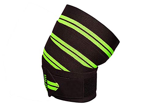 Image of Weight Lifting Knee Wraps Heavy Duty Elastic Compression Support for Squats Gym Power Lifting Olympic Lifting Workout Cross Training and Cross fit - Pack of 1 (Green)