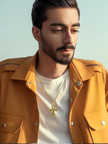 Egyptian Ankh Necklace 925 Sterling Silver Anubis Ankh Necklace Egypt Scarab Pendant Jewelry Gift for Men Women3