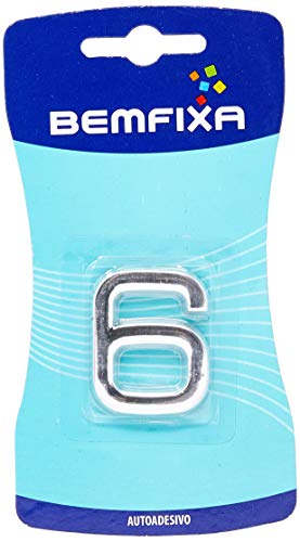 BemFixa 8857 Balão de Abs de Forma de Numero 6, Prata (Cromado), 39 mm