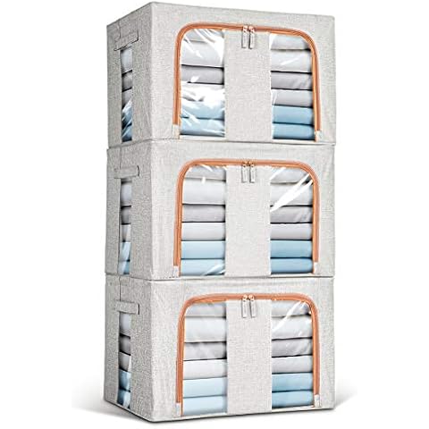 Lesfit Fabric Storage Boxes, Large Capacity (66l), Set of 3 Cover