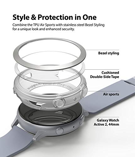 Image of Ringke Air Sports + Bezel Styling Stainless Steel Combo Case Designed for Galaxy Watch Active 2 44mm - 20-Matte Clear