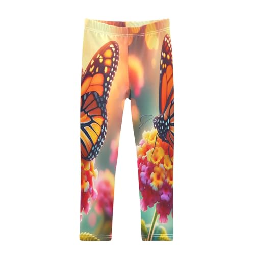 Toddler Girls Leggings Printed Yoga Pants Leggings Butterfly Flower for Kids