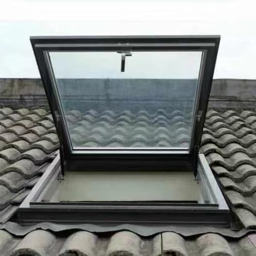 Tragaluz de techo plano de aluminio 95x95 cm con salida de emergencia para sótano e invernadero 2