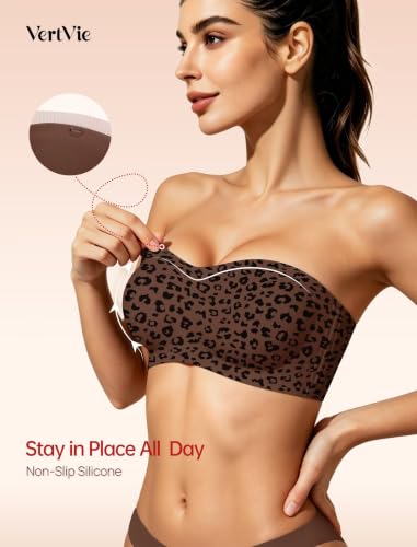Image of Vertvie Womens Strapless Bra Jelly Push Up Seamless Bandeau Bra Wireless Non Slip Silicone Tube Top Bras Padded Bralette
