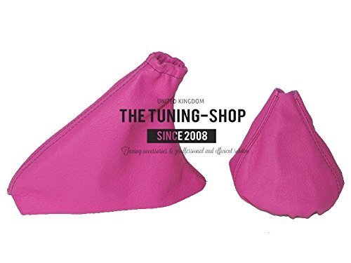 The Tuning-Shop Ltd for Fiat 500 2007-2015 Shift & E Brake Boot Pink Italian Leather Black Stitching