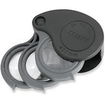Carson TriView 5x/10x/15x Folding Loupe Magnifier with Built-in Case, 3-in-1 Portable Loupe Magnifying Glass - Adjustable Magnification, Great for Jewelry TV-15