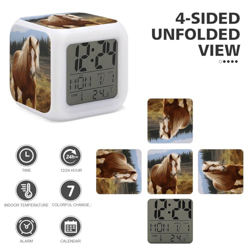 Reloj despertador súper fuerte de caballo con pantalla LED para personas con sueño profundo 4