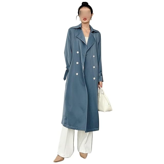 Trench Coat Double-breasted Medium-length Temperament High-end Trench Coat Womens Models Loose High-grade Solid Color