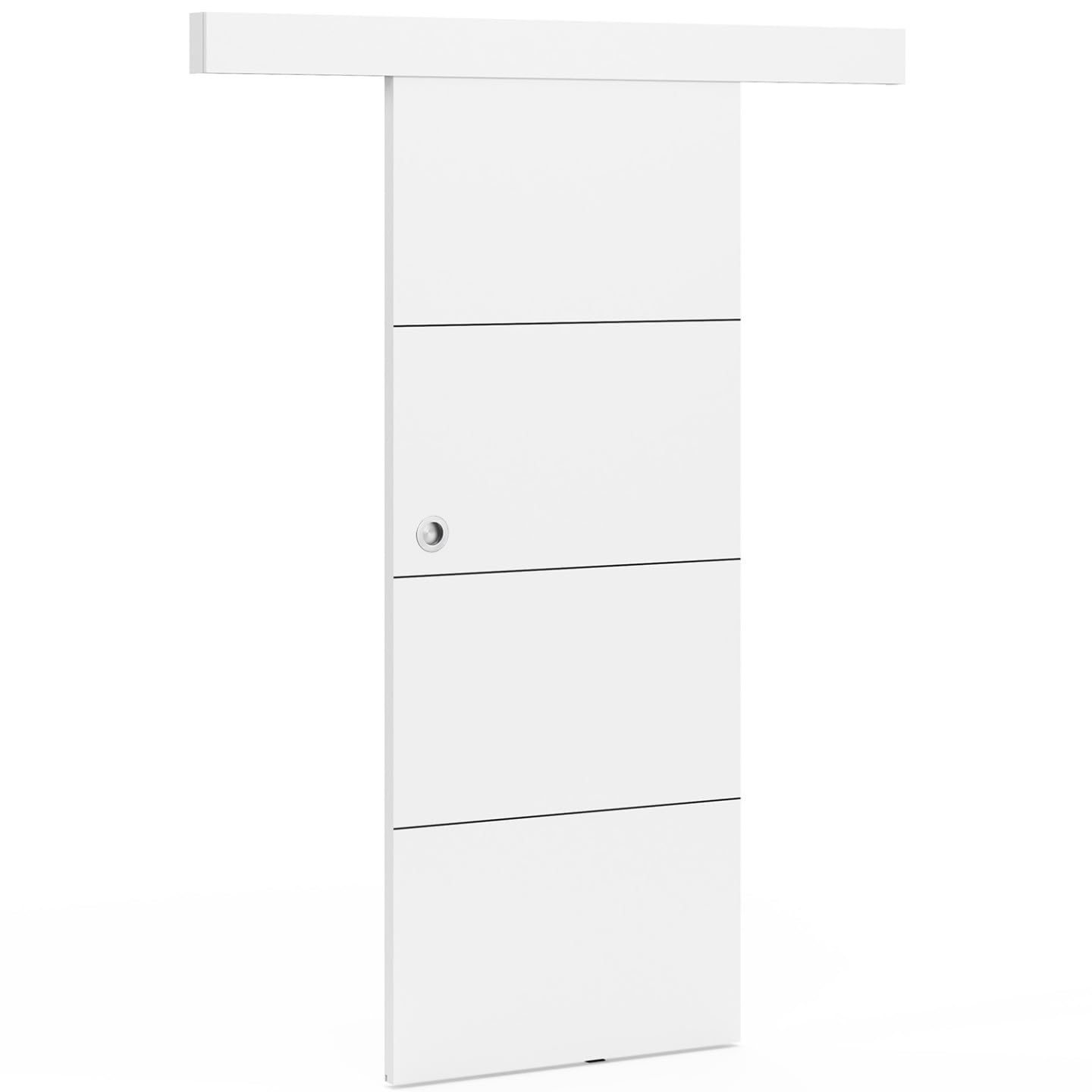 IDMarket - Juego de puerta corredera blanca de 83 cm con riel y fijaciones