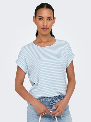 ONLY Damen Onlmoster Stripe S/S O-Neck Top JRS Noos Basic-Oberteil Mit O-Ausschnitt Und Kurzen Ärmeln Für Freizeitkleidung, Clear Sky… – Ansicht 3