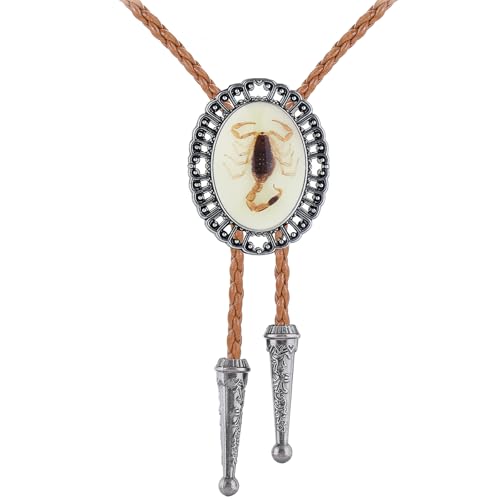 Image of GelConnie Native American Bolo Tie Rodeo Cowboy Leather Necktie Western Necklace Costume Accessories for Men,Women