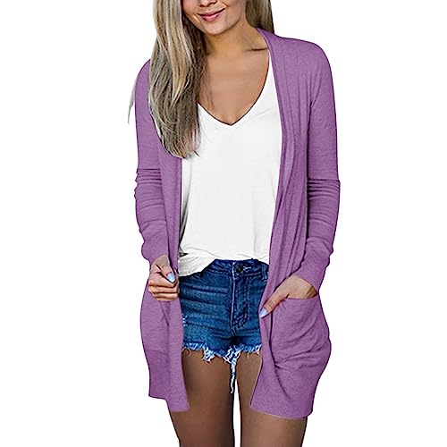 Women's Lightweight Cardigans for Women Long Sleeve Open Front Knit Cardigan Sweater Shrugs Casual Loose Soft Drape Fall