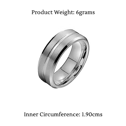 Stainless Steel Silver Toned Grey Finger Ring for Men