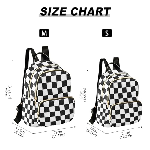 Image of ALAZA Black White Checkered Plaid Women Backpack Purse Ladies Fashion Shoulder Bag Daypack Travel Bag 7.5L