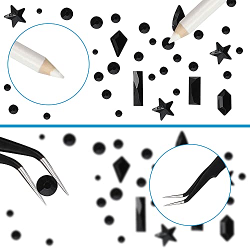 Nail Rhinestones Nail Art Gems Crafts Crystals Glass Decorations Set Ab Rhinestones Flatback Design Face Clothes Shoes Decor Diy Acrylic Nail Art Decoration(Black) #TOP3