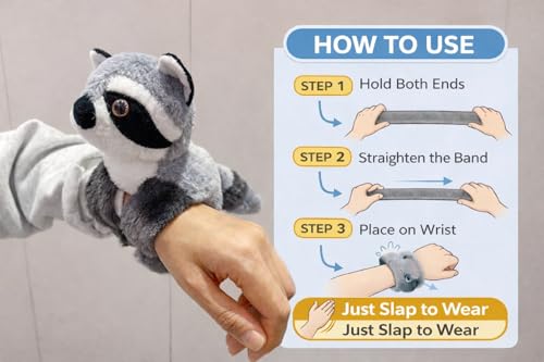 Image of Cute Animal Fur Plush Slap Wristband for Kids -Soft Toy Bracelet, Adjustable Snap Band for Boys & Girls