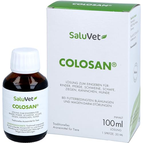 SaluVet ColoSan | 100 ml | Zugelassenes Arzneimittel für Pferde, Rinder, Schweine, Schafe, Ziegen, Kaninchen und Hunde | Bei futterbedingten Blähungen und Magen-Darm-Störungen