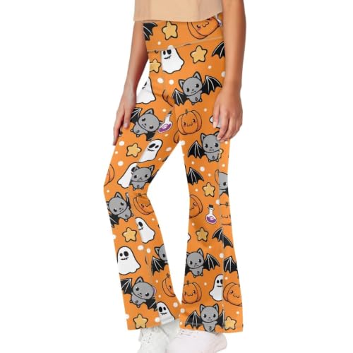 Image of Girls Leggings Floral Print High-Waisted Flared Pants 5-14 Years