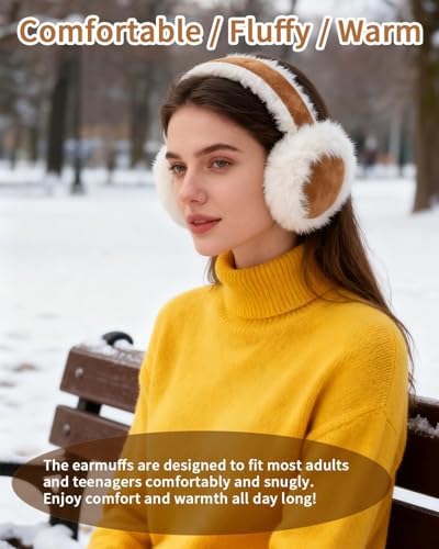 Mixara Winter Ohrenwärmer Damen, Faltbare Pelzige Ohrenwärmer, Warme Ohrenschützer, Kunstpelz Ohrenschützer für Damen, Earmuffs Ohrenwärmer Für Kälteschutz