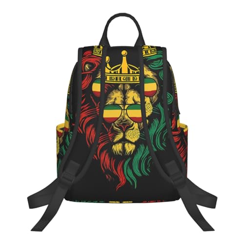 Men Women Bookbag Reggae king Rasta Flag Lion Black Laptop & Tablet Backpack for Travel, & Work3