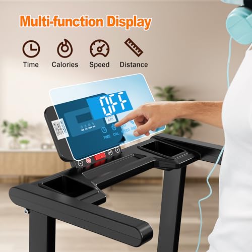 FYC Folding Treadmill with Handles, Treadmills for Home Small Spaces, 2.5HP Foldable Treadmills with LED Display, 300 LBS Capacity, Walking Pad Treadmill with Handle Bar - Image 7