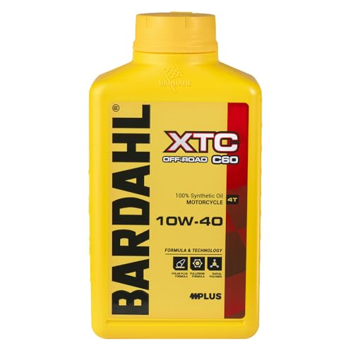 Bardahl - XTC C60 OFF-ROAD 10W-40 - Olio Motore per Moto da Cross o Enduro a 4 Tempi, Impiego Racing o per Utilizzo Quotidiano, Massimizza la Pulizia del Motore 4T, 100% Sintetico, 1 L