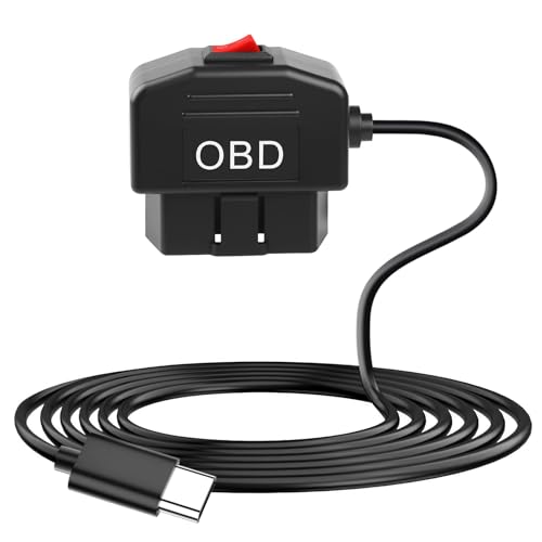 Solryn - On-Board Diagnostics II Power Cable for Dash Camera, 3.5m Type C Adapter with Switch Button, USB C Hardwire Charger Cable with 24-Hour Surveillance Mode/ACC Mode, 12V/36V to 5V/3A for Dash Cam GPS DVR - -5%